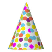 白のカラフル紙吹雪パターン パーティーハット (左)