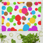 白のカラフル背景水玉模様 キッチンタオル (折り畳み)