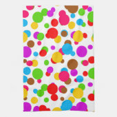 白のカラフル背景水玉模様 キッチンタオル (縦)