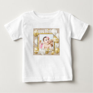 白のカラーベイビーファインジーアーズのバースデーテキストイメージ ベビーTシャツ