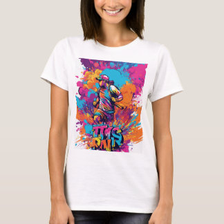 白のカラー走イベント用Tシャツグラフィック Tシャツ