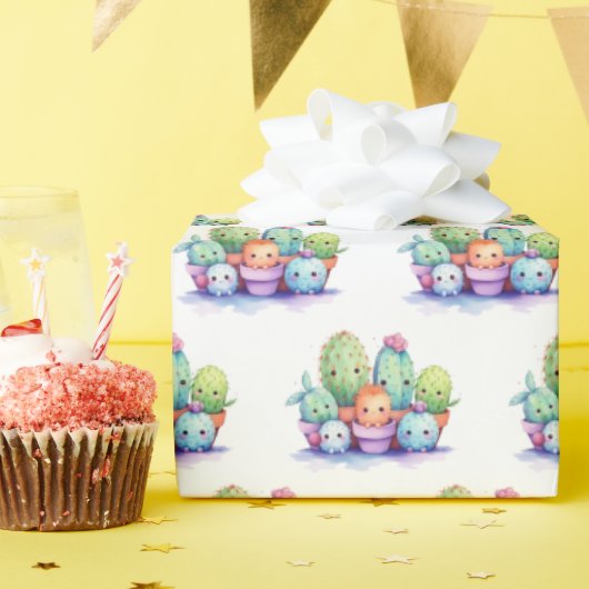 白のキャンティ水彩 ラッピングペーパー (誕生日パーティー)