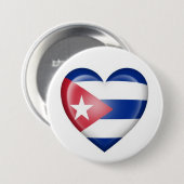 白のキューバのハートの旗 缶バッジ (正面&裏面)