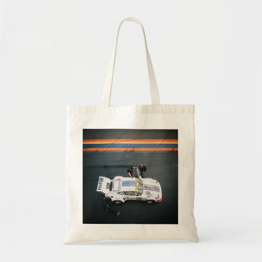 白のクラシックレースカー トートバッグ (正面)