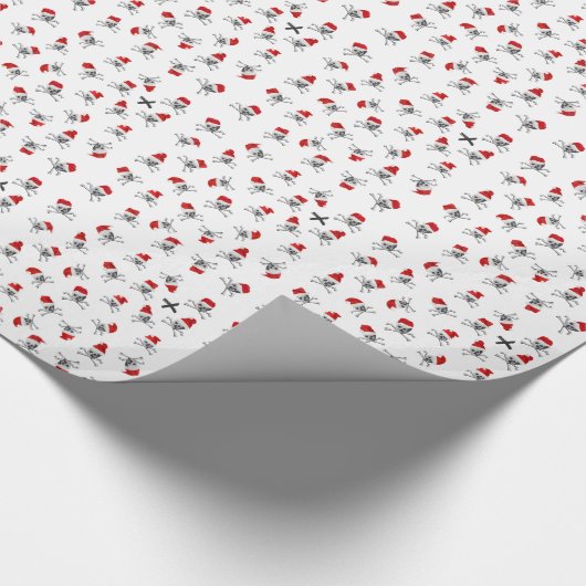 白のクリスマスの海賊スカル ラッピングペーパー (角)