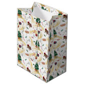 白のクリスマスパターン ミディアムペーパーバッグ (正面アングル)