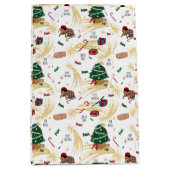 白のクリスマスパターン ミディアムペーパーバッグ (正面)