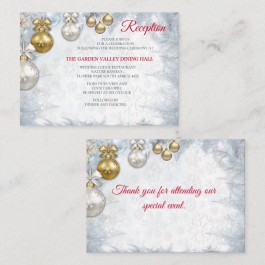 白のクリ結婚スマス エンクロージャーカード (正面/裏面)