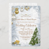 白のクリ結婚スマス 招待状 (正面/裏面)