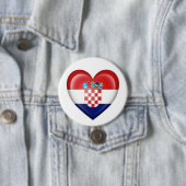 白のクロアチアのハートの旗 缶バッジ (インサイチュ)