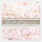 白のグラデーションのエレガント付いたピンクのペチュニア スクエアシール (正面)