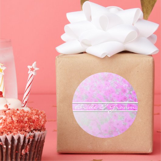 白のグラデーションのエレガント付いたピンクのペチュニア ラウンドシール (パーティー)