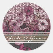 白のグラデーションエレガント付き紫色のペチュニア ラウンドシール (正面)