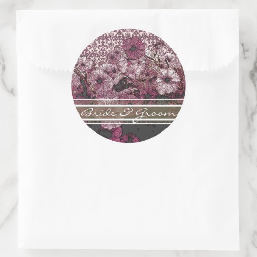 白のグラデーションエレガント付き紫色のペチュニア ラウンドシール (バッグ)