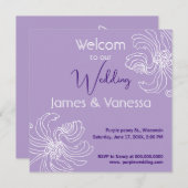 白のグラフィック芍薬。 招待状 (正面/裏面)