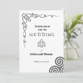 白のケルトの記号と葉モダン 招待状 (スタンド正面)