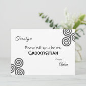 白のケルトの記号と葉 招待状 (スタンド正面)