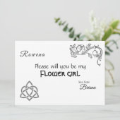 白のケルトの記号と葉 招待状 (スタンド正面)