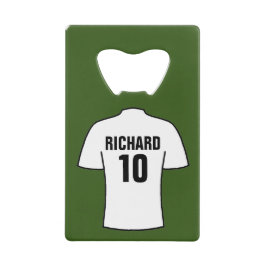 白のサッカーシャツ クレジットカード栓抜き