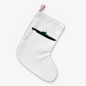 白のサブマリンのシルエット スモールクリスマスストッキング (正面 (吊り時))