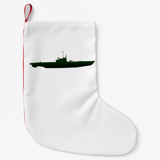 白のサブマリンのシルエット スモールクリスマスストッキング (正面)