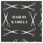 白のシザーフレーム美容師名の追加 ファブリック (クローズアップ)