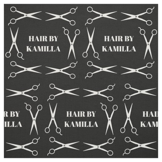 白のシザーフレーム美容師名の追加 ファブリック (見本)