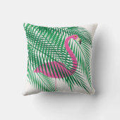 白のシュロの葉に隠れる熱帯フラミンゴ クッション (裏面)