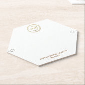 白のシンプルロゴ付きブレスレットディスプレイ ペーパーコースター (アングル)