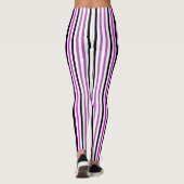 白のシンプル(ピンクと黒の垂直ストライプ縦型) レギンス (裏面)
