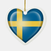 白のスウェーデンのハートの旗 セラミックオーナメント (裏面)