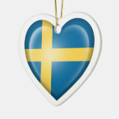 白のスウェーデンのハートの旗 セラミックオーナメント (左)
