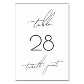 白のスクリプトに黒スタイリッシュ結婚色 テーブルナンバー (正面)