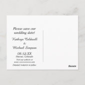 白のスクリプト写真テンプレート日付の結婚保存 ポストカード (裏面)