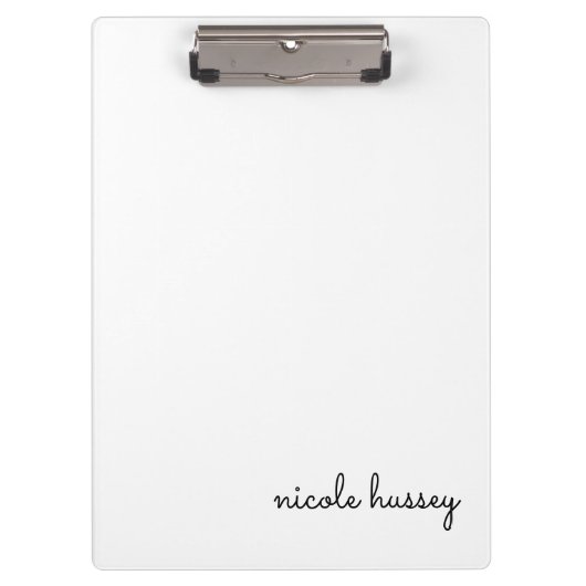 白のスクリプト |モノグラムスタイリッシュミニマモダンリスト クリップボード (正面)