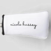 白のスクリプト |モノグラムスタイリッシュミニマモダンリスト ゴルフヘッドカバー (正面)