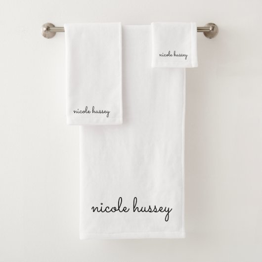 白のスクリプト |モノグラムスタイリッシュミニマモダンリスト バスタオルセット (インサイチュ)
