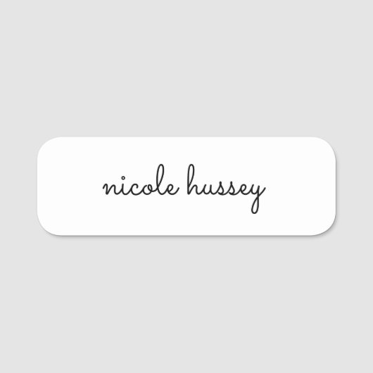 白のスクリプト |モノグラムスタイリッシュミニマモダンリスト 名札 (正面)