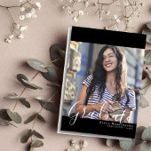 白のスクリプト |黒い枠 | 2つの写真の卒業 案内状