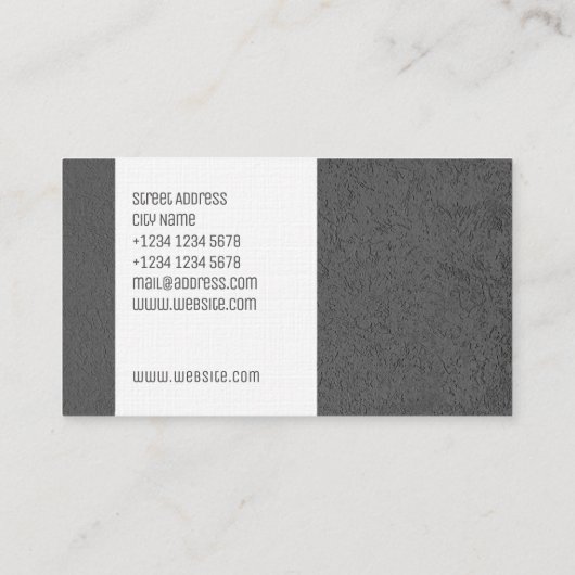 白のストライブ柄が付いている灰色のコンクリート 名刺 (裏面)