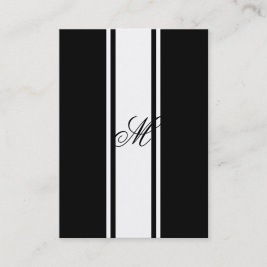 白のストライプおよびモノグラム 名刺 (正面)