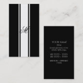 白のストライプおよびモノグラム 名刺 (正面/裏面)