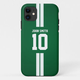 白のストライプのサッカーの選手の緑のiPhone 5の場合 iPhone 11 ケース