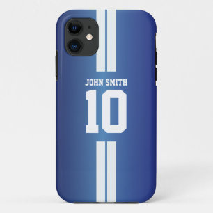 白のストライプのサッカーの選手の青いiPhone 5の箱 iPhone 11 ケース