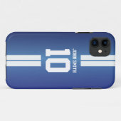 白のストライプのサッカーの選手の青いiPhone 5の箱 Case-Mate iPhoneケース (裏面(横))