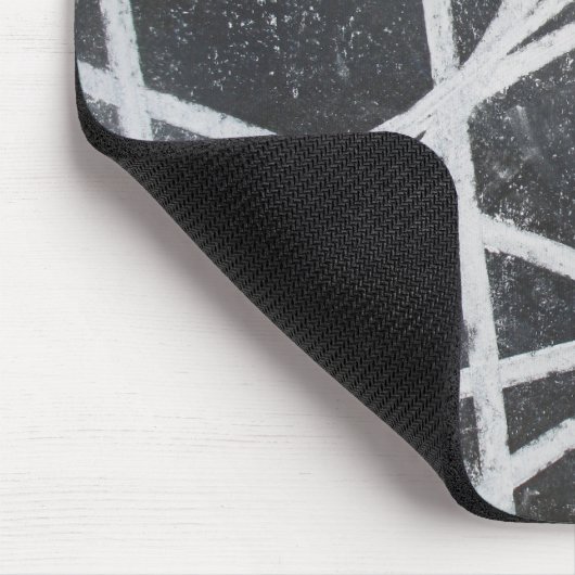 白のストライプの黒の灰色の宇宙の抽象芸術 マウスパッド (コーナー)