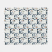 白のスワン鳥パターンデザイン フリースブランケット (正面(横))