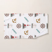 白のセーリング図解パターンカラー バスタオルセット (ハンドタオル)