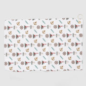 白のセーリング繰り返しパターン色 ゴルフタオル (横)