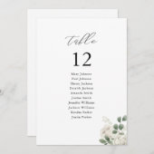 白のソフトフローラテーブル番号座席表 招待状 (正面/裏面)